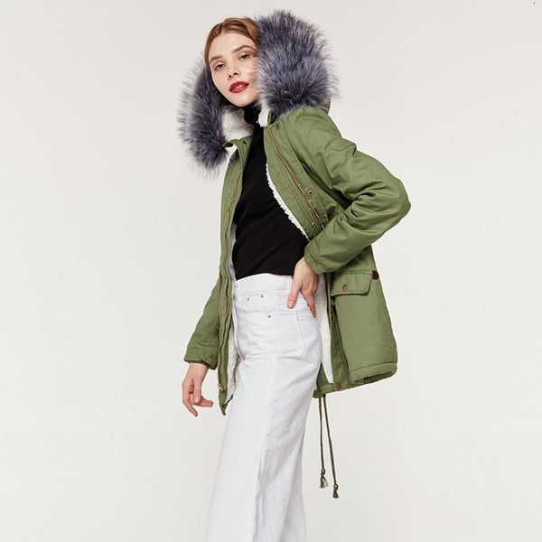 

201 new winter women's coat casual loose cotton-padded female's down jacket large fur collar long cotton coats outerwears1, Black