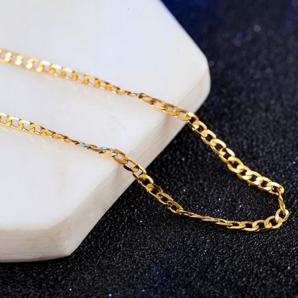 

16-30 inchs ( 40-75 cm 2 mm ) necklaces for women 18 k pure gold color buy embroidery jewelry fashion lead and nickel free, Silver