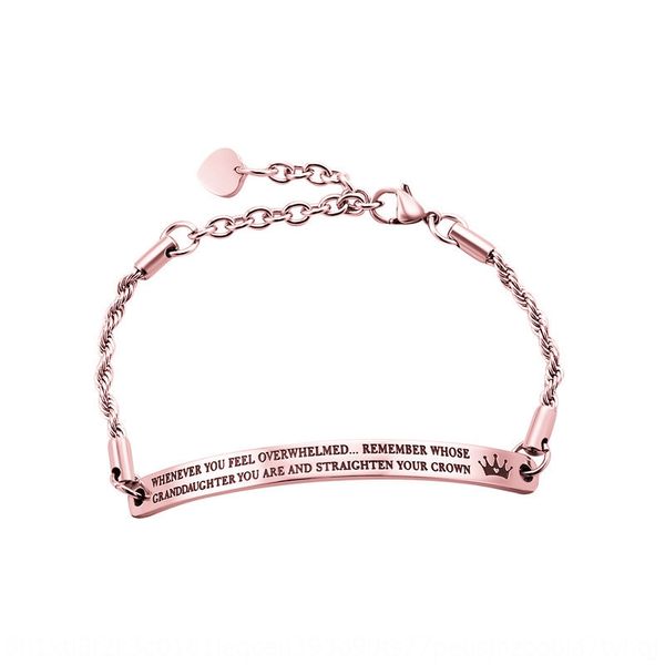 

curved plate lettering carved granddaughter crown titanium steel curved plate lettering bracelet carved granddaughter crow, Golden;silver