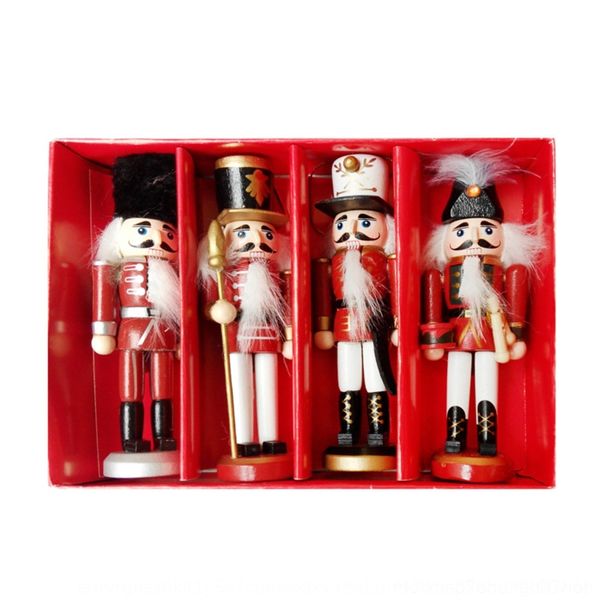 

2moym christmas walnut nordic gift wooden small gift clip soldier small tin soldier 15cm set four table decoration tvzvv