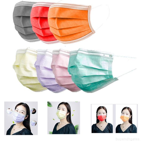 

disposable 2020 face masks masks colorful mask 3 layer balck gray pink green face mouth cover 3-ply non-woven protective masks