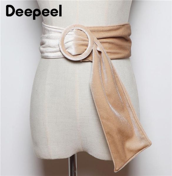 

deepeel 1pc 9-11cm*110cm women's high waist elastic belt wide waist band skirt slim corset velvet accessories cummerbunds yk707, Black;brown