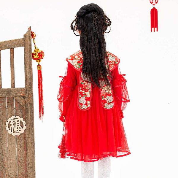 

knitting new girls' autumn winter children's 2020 mh stitching woolen girl princs drs fashion nlnblub8lg7j, Red;yellow