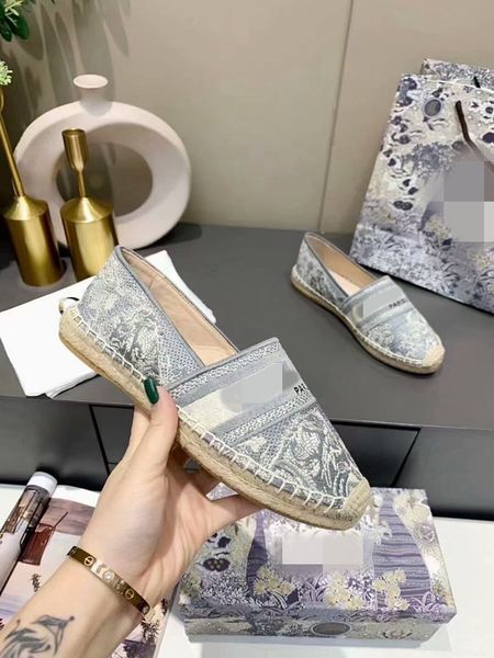 

2022designer women summer espadrilles womens oblique cotten canvas girl luxury flats lofers 34-41 size hollow loafers mkjjaa0002