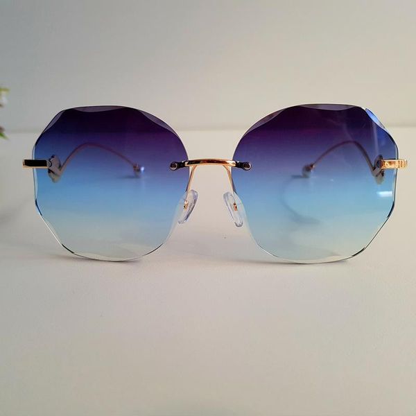 

sunglasses womens brand designer fashion frameless trimmed round glasses pearl flower lady high quality, White;black
