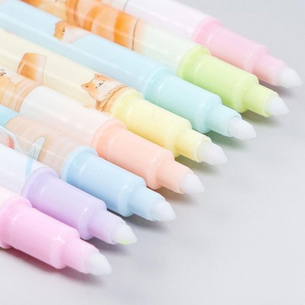 

8pc creative dog high capacity 8colors erasable highlighter hand account marker pen drawing pen marcador child gift office suppl h wmtlhh, Black;red