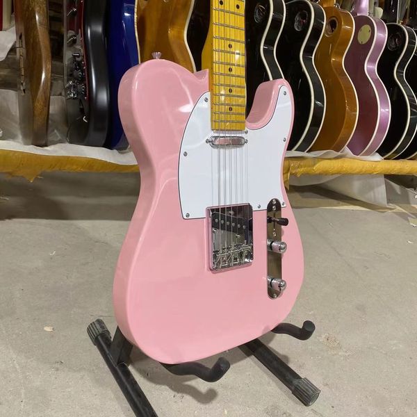 

ele electric guitar maple fingerboard pink color chrome hardware high quality