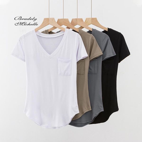

bradely michelle for women casual elegant modal summer v-neck short-sleeve solid elasticity shirt1, White