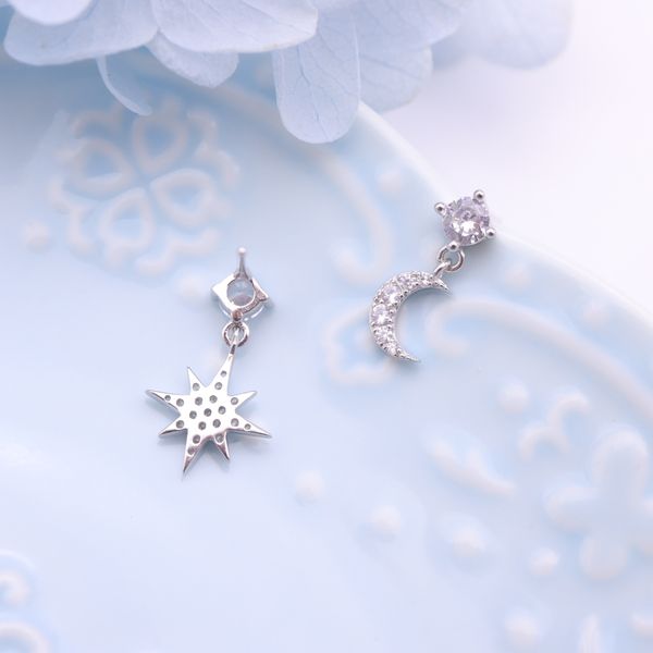 

hengsheng s925 silver cross-border one product dropshipping north star dipper moon star zircon stud earrings for women