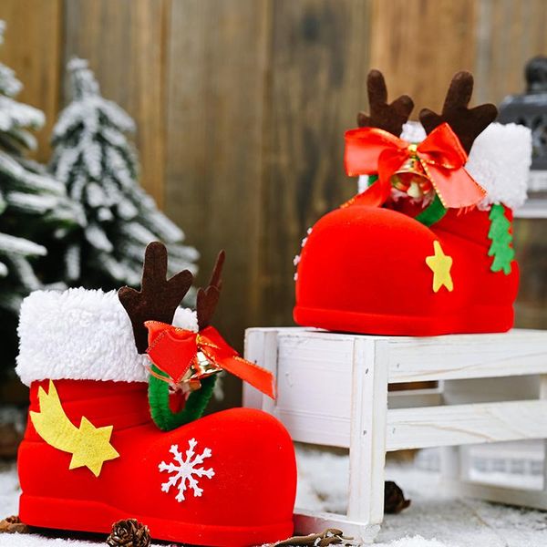 

christmas candy box boots christmas decorations candy box decorations antlers bells flocking boots children gifts