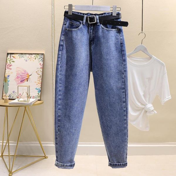 

spring summer jeans women clothes loose boyfriend jeans female streetwear vintage high waist mom woman denim pants q25931, Blue
