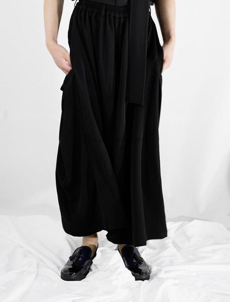 

men's casual trousers culottes super loose dark black jiufen kuku yamamoto yoshi style korean version of fashion stage wear pe1