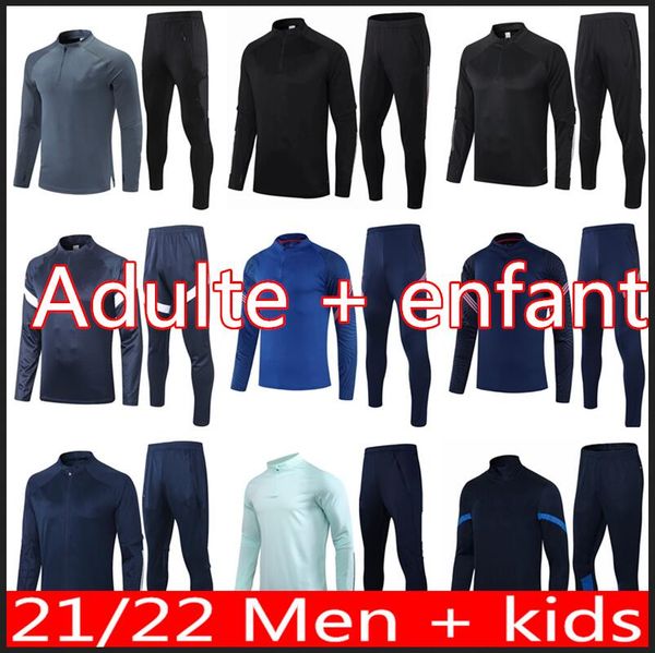 

21 22 men kids kingdom soccer jersey tracksuit chandal futbol united 2022 algeria football training suit mahrez feghouli survetement foot tu, Black