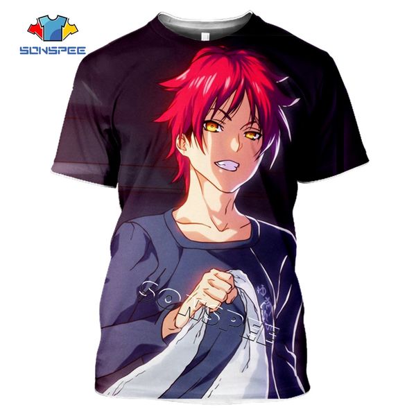 

anime print food wars shokugeki no soma summer casial boys 3d print shirts kawaii hippie horror men clothing