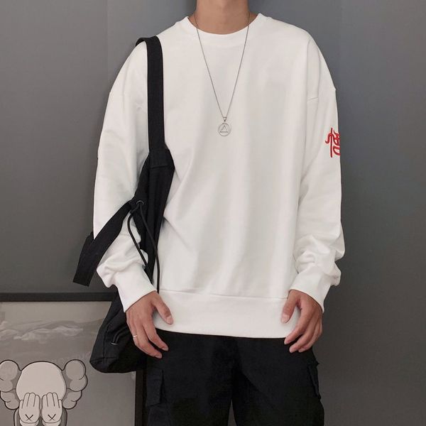 

8128 20 autumn new national style embroidered tianpeng marshal beauty men's crew neck national sweater sweater loose casual and versati, Black