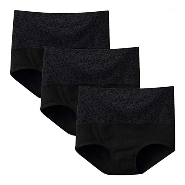 

women's panties 3pc women high waist tummy control underwear shapewear brief female solid colors transparent bottoms lingerie#p31, Black;pink