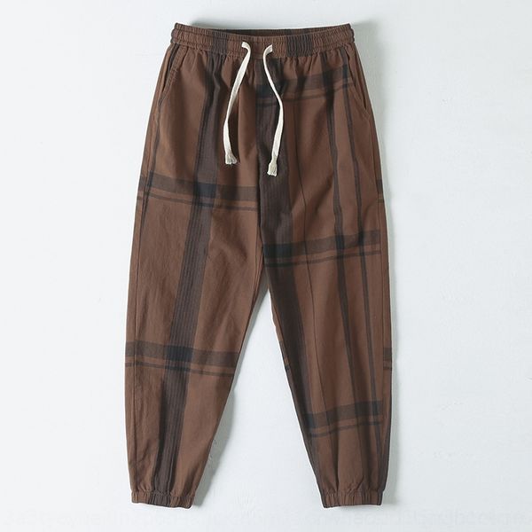 

mse00 harem striped cotton loose linen men's 2029 and ankle-tied casual casual pants cotton linen chinos pants trendy 4teef, Blue