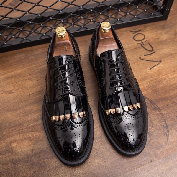 

men big size new men patent leather shoes man lace up flat classic dress shoes1, Black