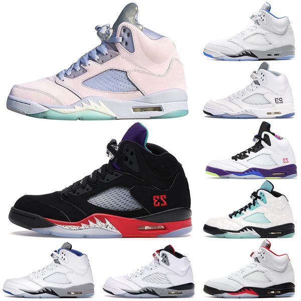 

fashion 5s bluebird easter mens basketball shoes racer blue suede red what the jade horizon black metallic outdoor sports sneakers, White;red