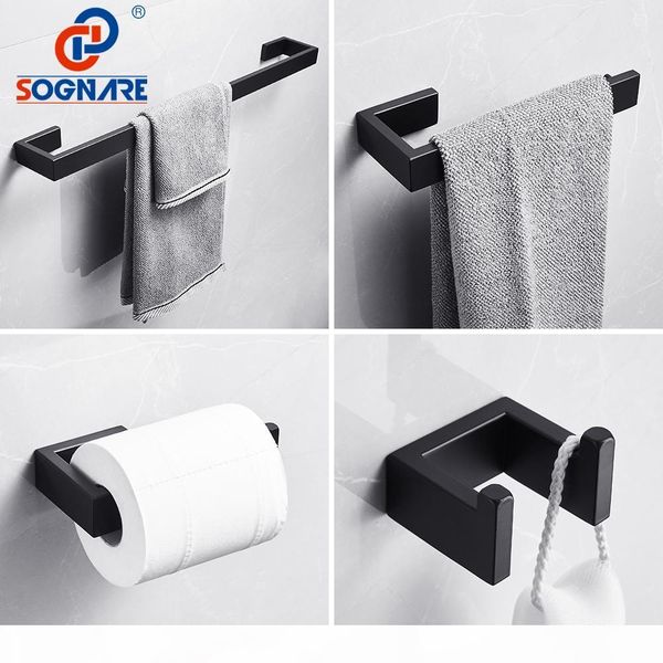 

sognare 304 stainless steel black matte bathroom accessories set single towel bar robe hook paper holder bath hardware sets bbyycm bdetoys