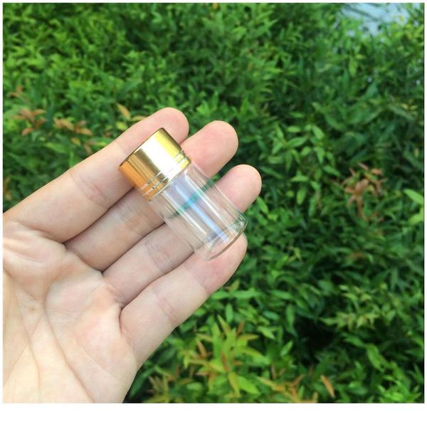 

50pcs 7ml glass bottles aluminium screw golden cap empty transparent clear liquid gift container wishing bott bbyhor
