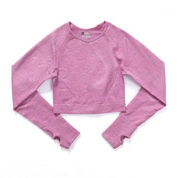 

yoga outfits 2021 women seamless solid long sleeve crop leggings set gym workout1, White;red