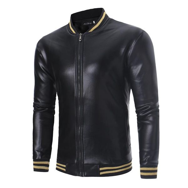 

bomber jacket men stand collar windbreakers coat mens spring jacket stage costumes black gold silver, Black;brown