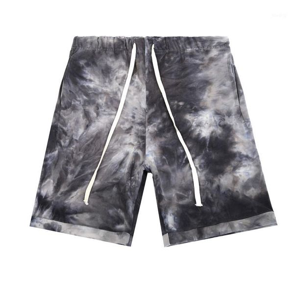 

original tie dye oversize drawstring casual shorts harajuku streetwear loose cotton summer knee length pants hip hop shorts men1, White;black