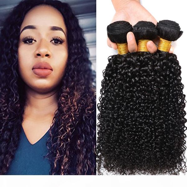 

7a brazilian hair 3 bundles kinky curly virgin hair weaves 100% unprocessed human hair extensions accept return natural color, Black;brown