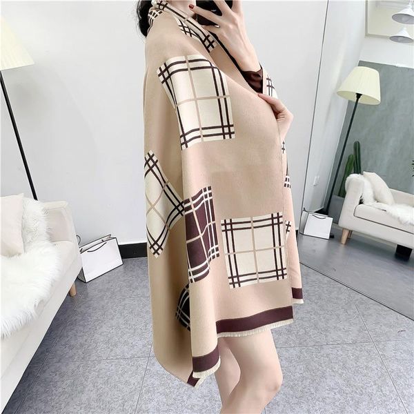 

2020 new imitation cashmere thick scarf women air-conditioning room shawl korean style embroidered warm scarf women, Blue;gray