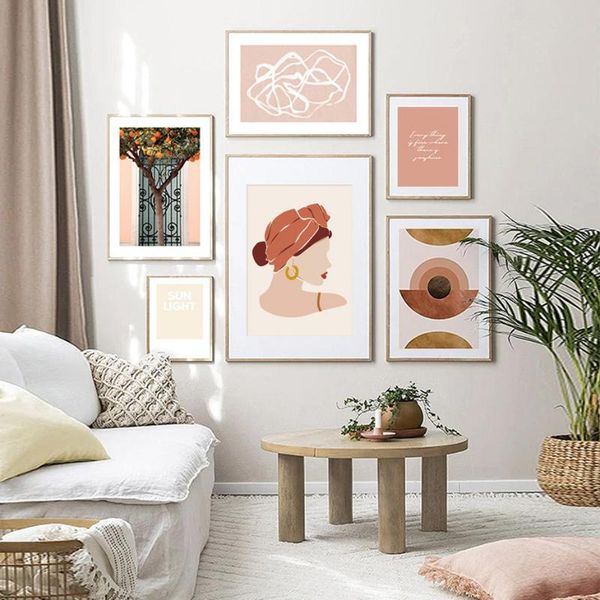 

paintings contemporary trendy abstract fashion women line canvas painting geometric poster wall art prints picture living room home decor