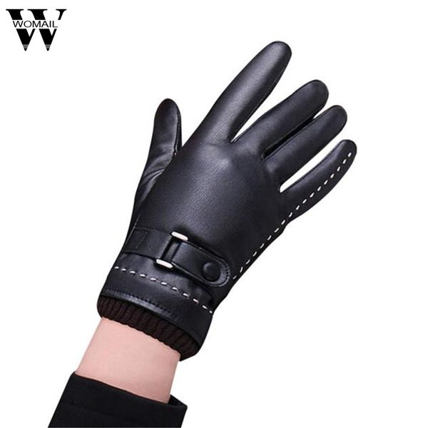 

1 pair women winter pu leather gloves black m l size amazing aug 24, Blue;gray