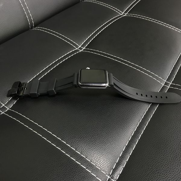 

sport rubber watch band strap watch accessories silicone for apple iwatch band series 5 4 3 2 1 iwatch band with black buckle, Black;brown