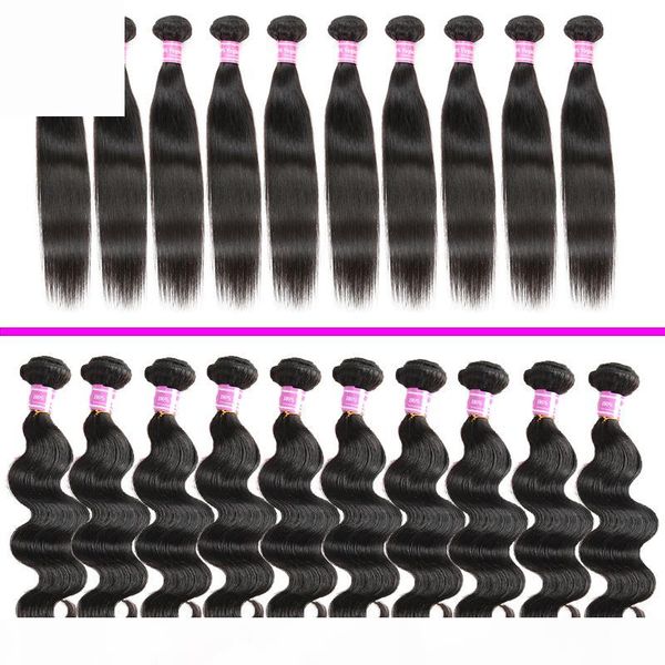 

brazilian human hair body wave bundles 8a unprocessed peruvian straight virgin human hair weave extensions wholesale remy human hair deals, Black