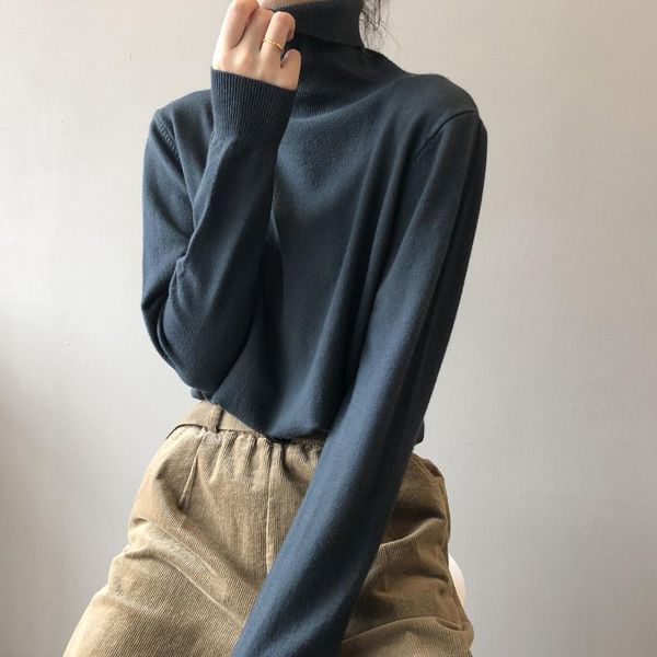 

kalenmos women sweater long sleeve turtleneck 2021 fall winter bottoming sweaters slim harajuku pullovers women's clothes, White;black