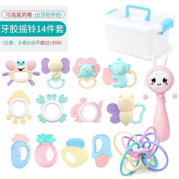 

baby toys 0-1 year old baby hand rattle gum newborn child early education molars boiled bed bell set toddler gifts