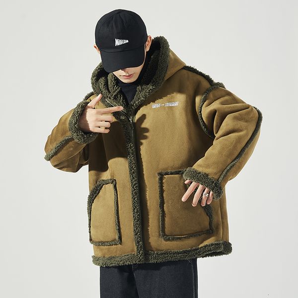 

2021 new bomber jacket black men's winter thick warm teddy for sportwear fleece hoodies coat 2hnw
