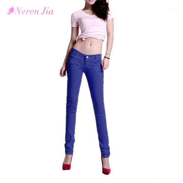 

new korean women pencil pants candy color skinny jeans women hips fitness trousers female jeans plus size 20181, Blue