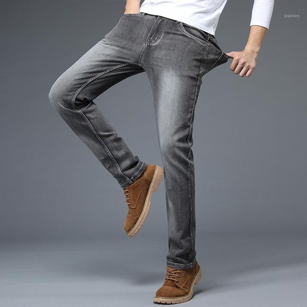 

2021 men's spring autumn smart jeans business fashion straight regular blue stretch denim trousers classic men plus size 28-401