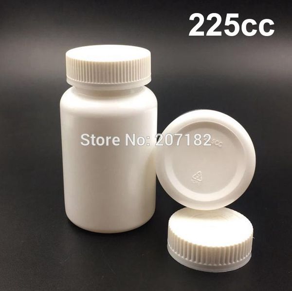 

100pcs 225cc white color hdpe child proof cap plastic bottles for vitamin crafts, 225ml--push down & turn cap