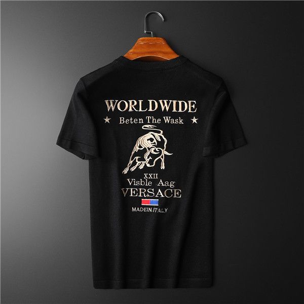 

21 new designers t shirts mens summer casual mens designer t shirts short-sleeved rhinestone slim crew neck tee mercerized cotton, White;black