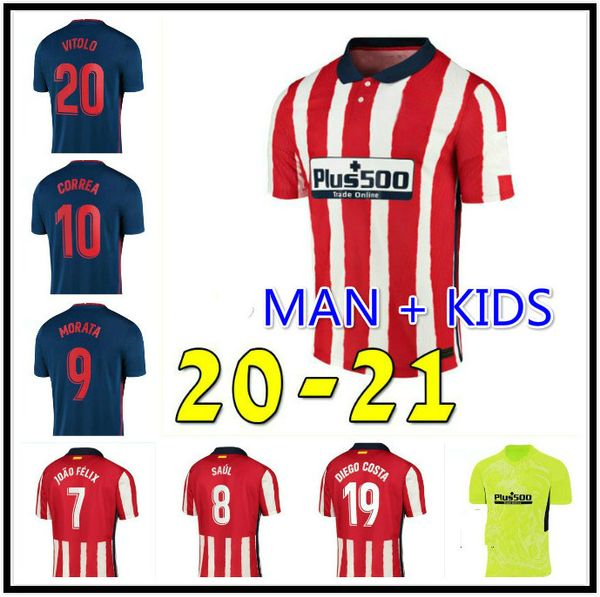

2021 joao felix dembele soccer jersey m.llorente koke saul football jerseys carrasco correa vitolo men kids set camiseta de futol, Black;yellow