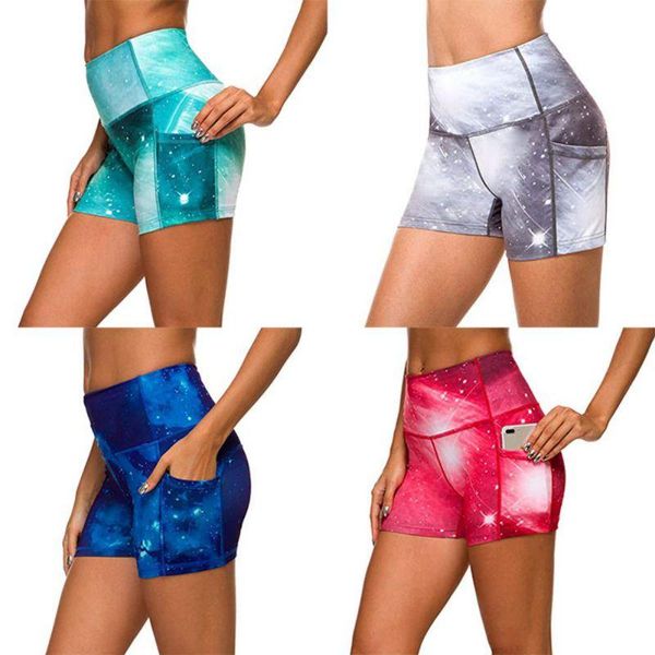 

tie-dye high waist yoga shorts camouflage printed breathable stretch women fitness gym workout kg-306, White;red