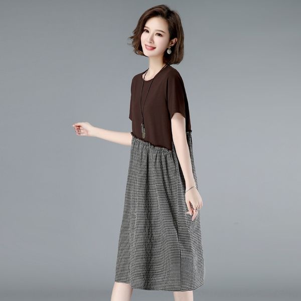 

zuy9l плюс летом tovgs жира dresstening 2020 размера платье литературного стиль жир мм рыхлой новое платье 6023 женщин, Black;gray