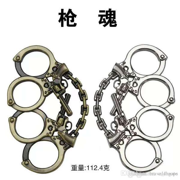 

defense tool hand metal skull buckle iron buckle four finger gloves tiger ring self defense support children pistol boxing 002