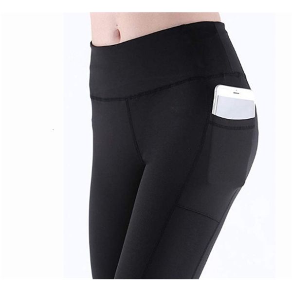 

yoga pants with high waist, hip lifting, body building, side pocket leggings, Black