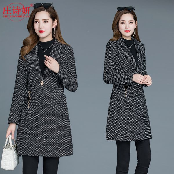 

2021 new autumn/winter wool with new warm coat long sleeve lapel female personality h00130 3fml, Tan;black