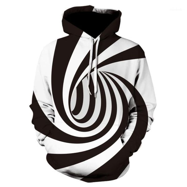 

2019 new fashion for men and women hoodies white striped whirlpool dizzy hoodies hip hop street fun clothing size plus 4xl1, Black