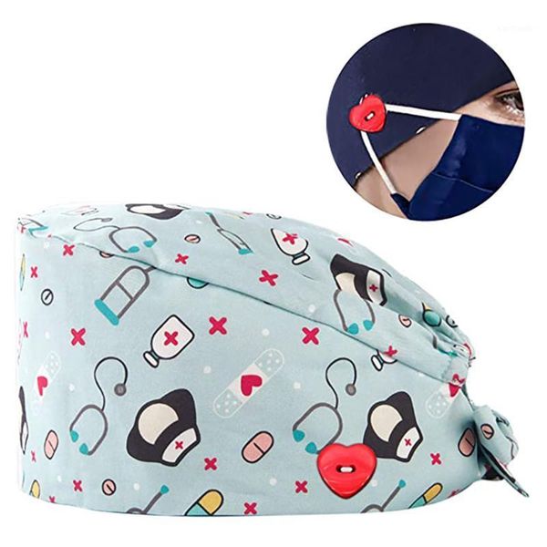 

cycling caps & masks fashion scrub cap printed button work hat casual adjustable women and men 2021 ultra low price in stock #t1p1, Black