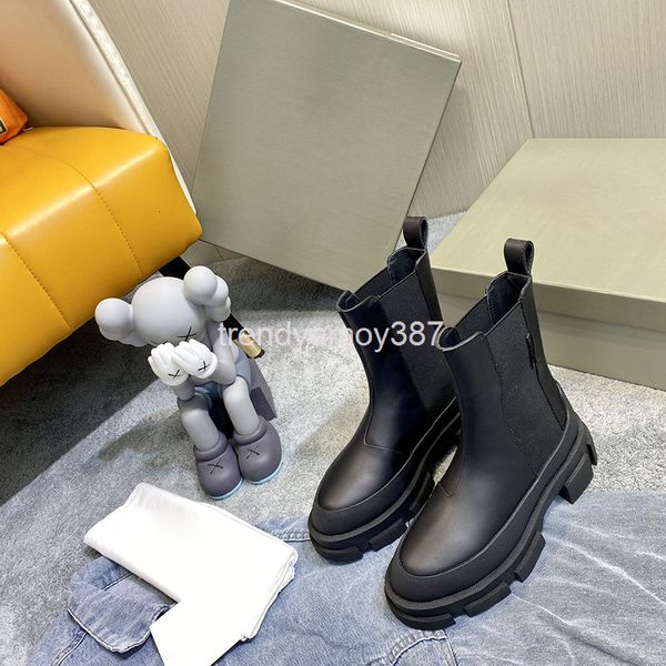 

boots net red medium boots comfortable and fashionable high thick soled women's summer martin elastic overshoes, Black